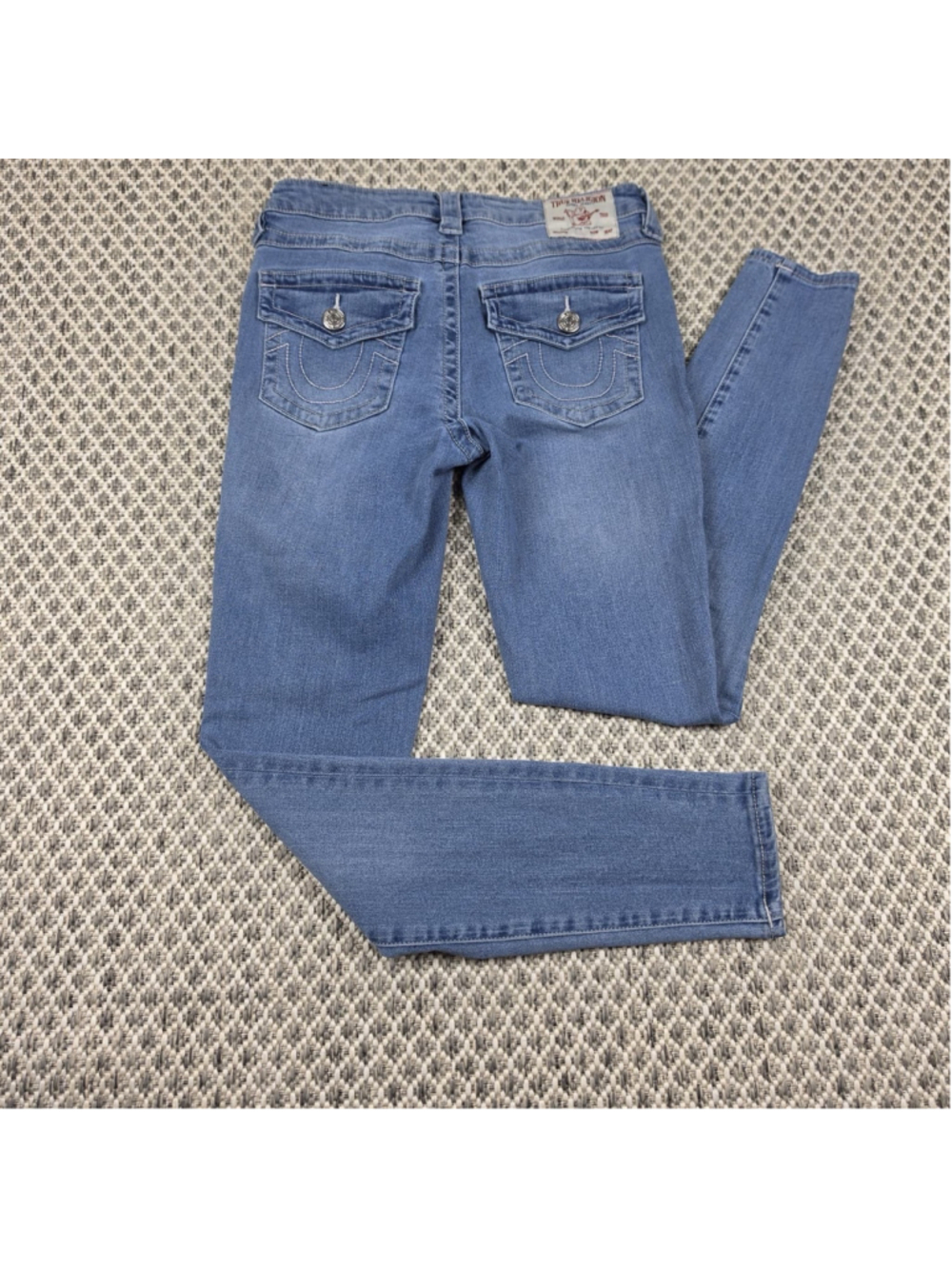 True Religion Jennie Curvy Mid Rise Super Skinny Jeans Womens 27 Blue Stretch